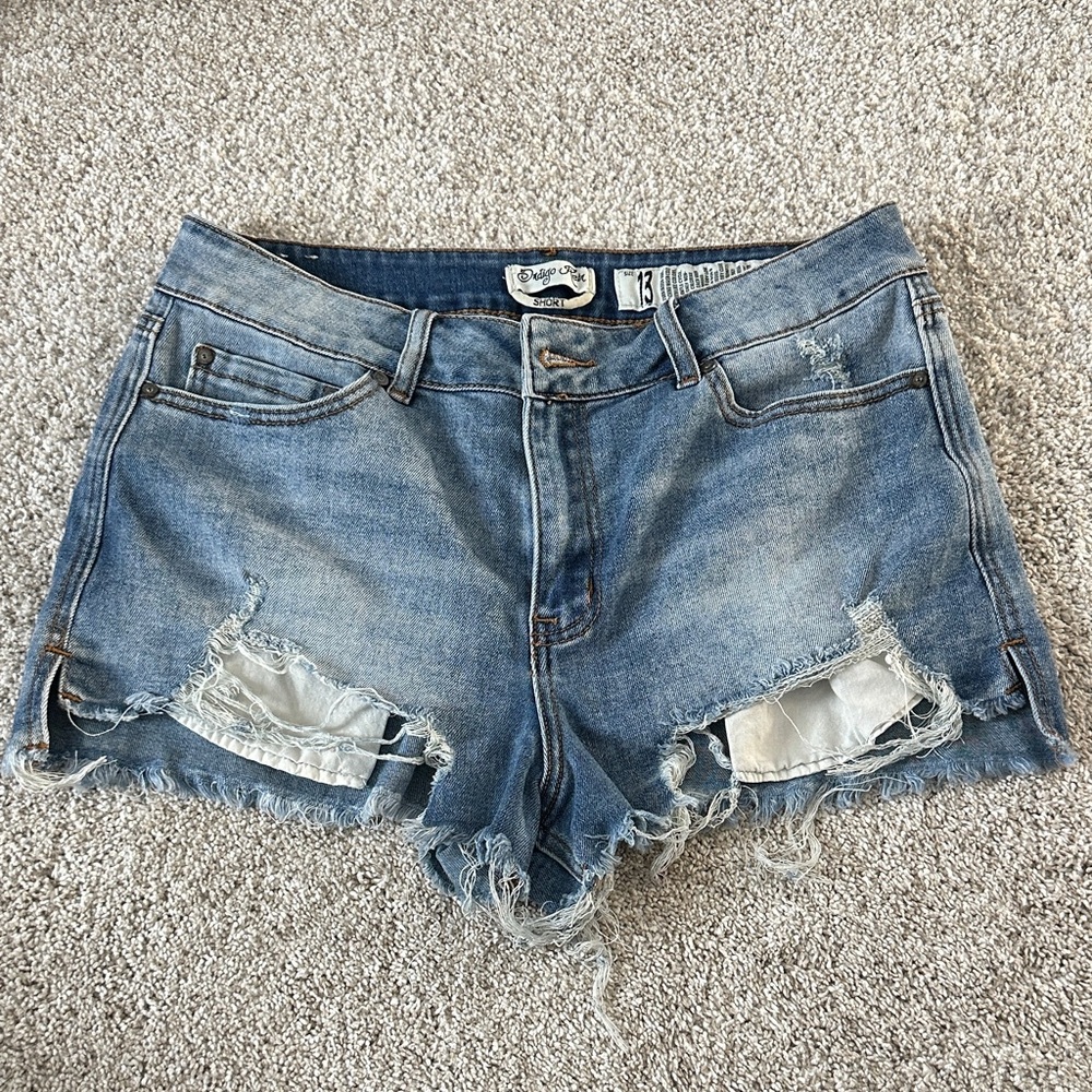 Indigo Rein Blue Distressed Jean Shorts